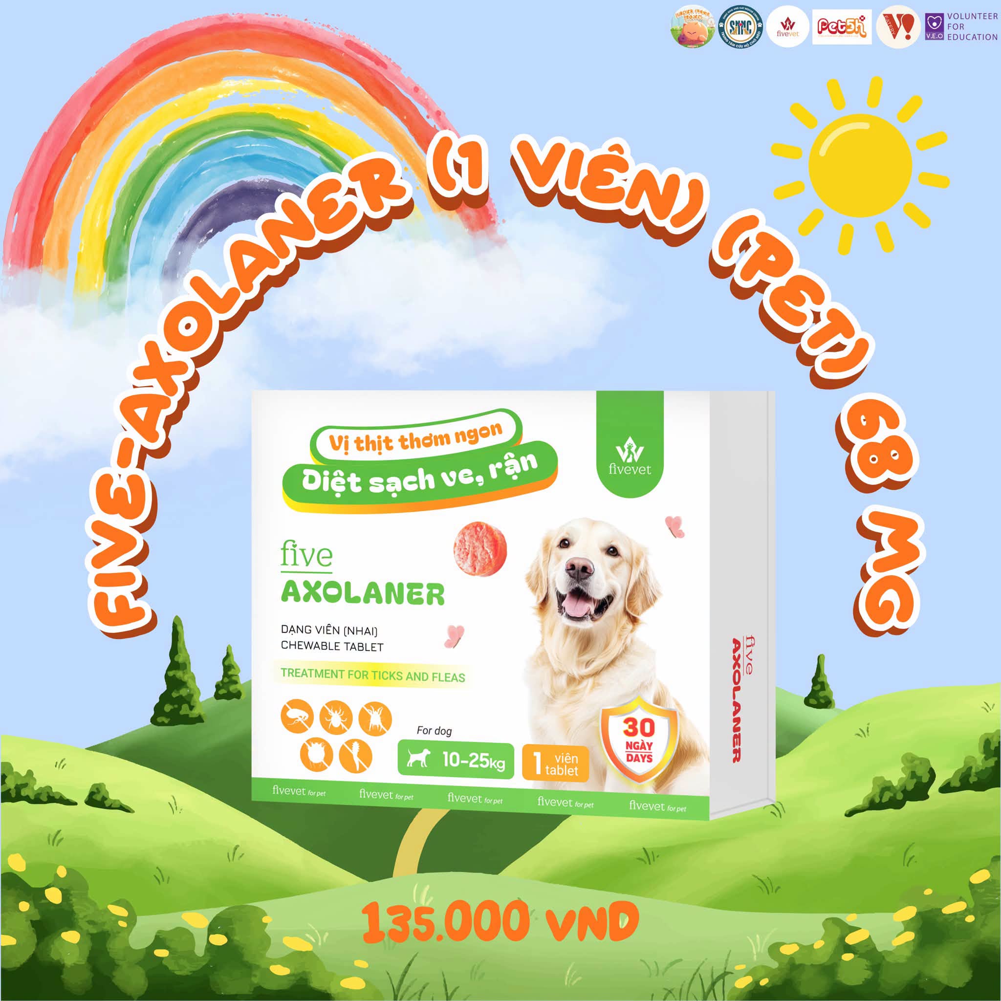 Five-Axolaner (1 viên) (PET) 68mg