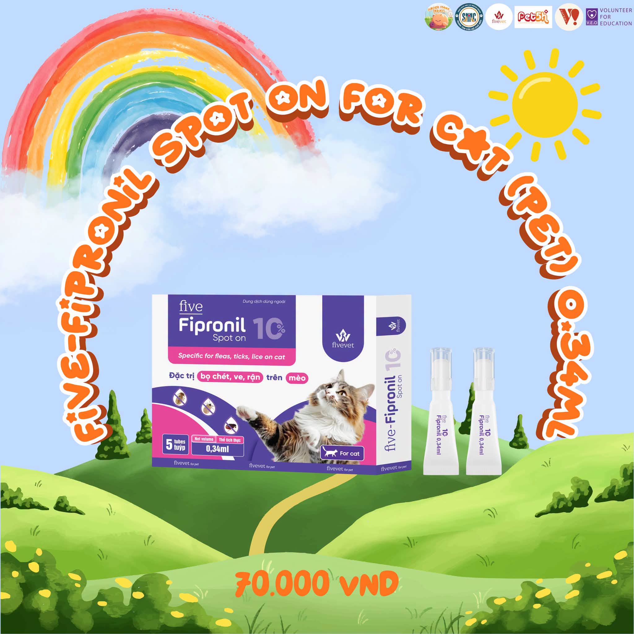 Five-Fipronil spot on for cat (PET) 0.34ml