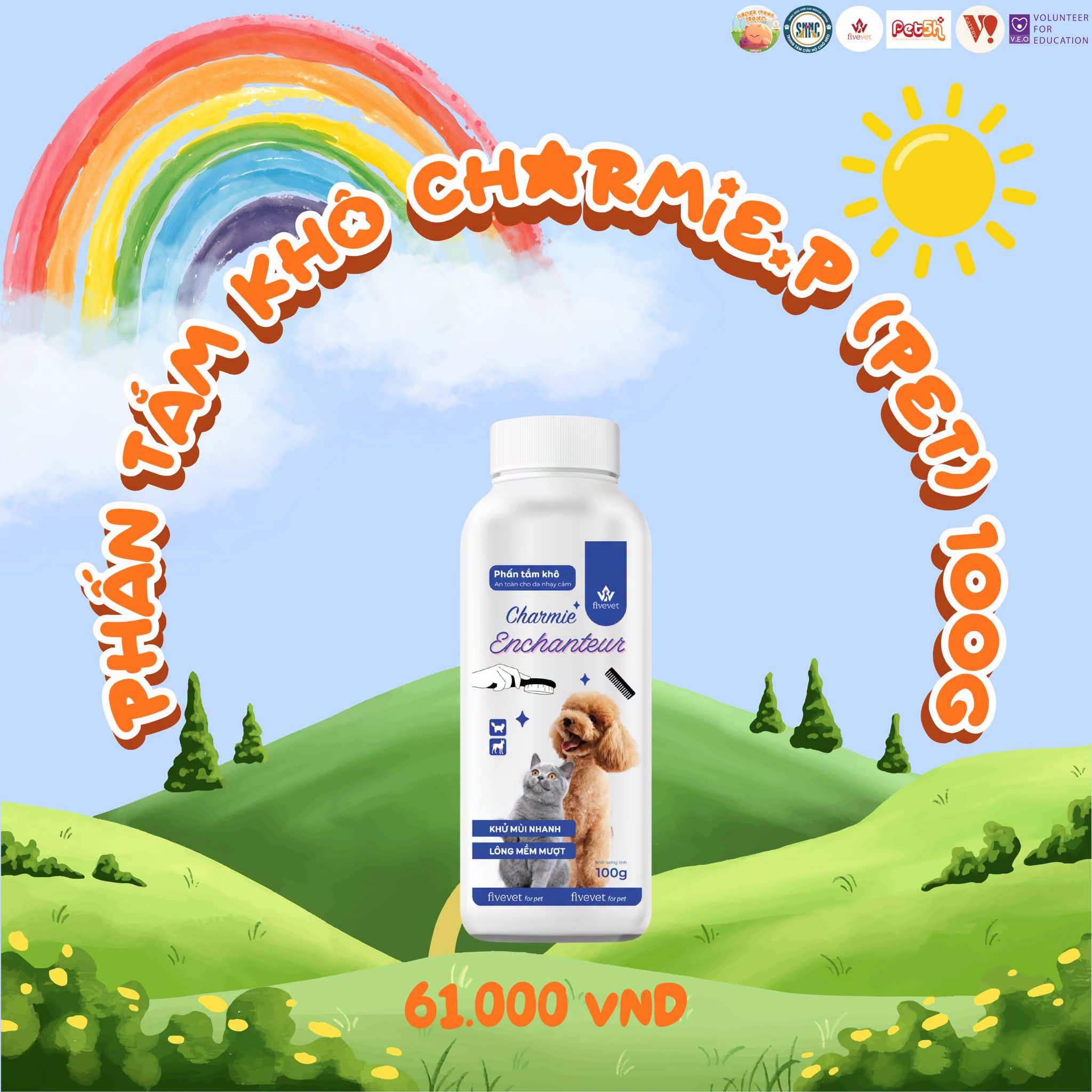 Phấn tắm khô Charmie.P (PET) 100g